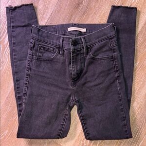Levi's 720 Black Hi-Rise Skinny Jeans Extra Short Women’s Size 24 raw hem